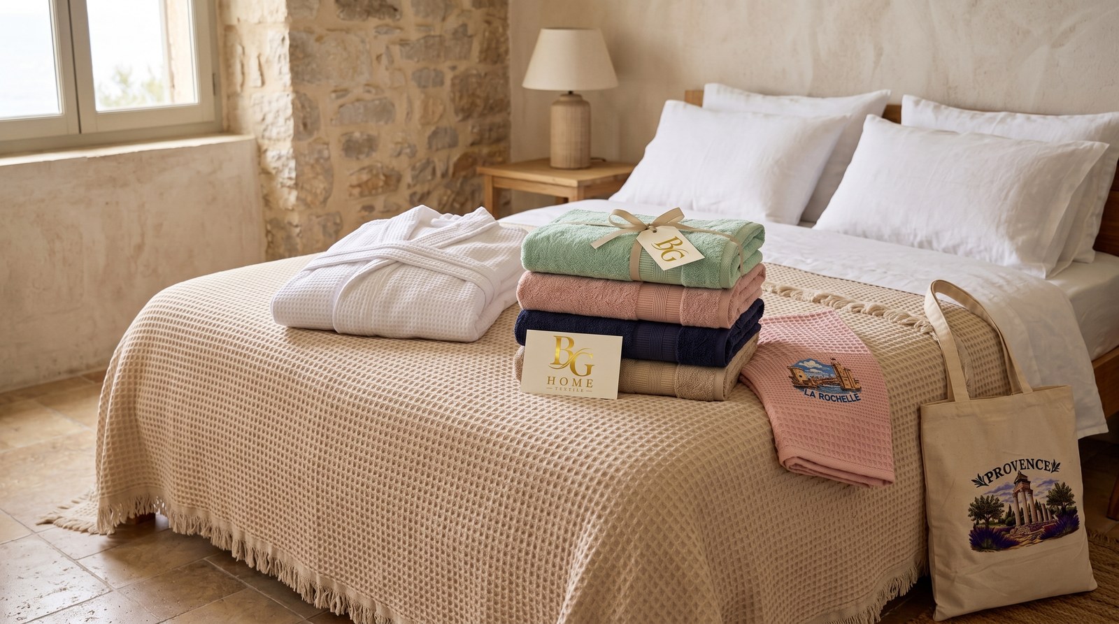 BG Home Textile lüks bornoz, havlu, pike, çanta ve hediyelik koleksiyonu