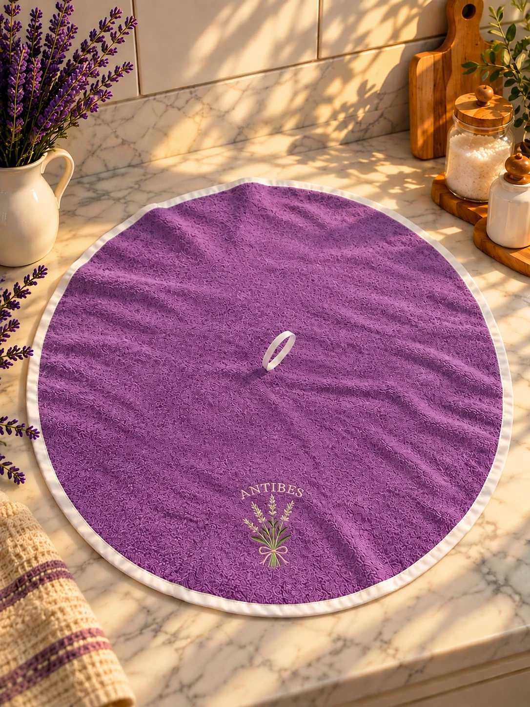 Antibes Embroidered Round Hanging Towel
