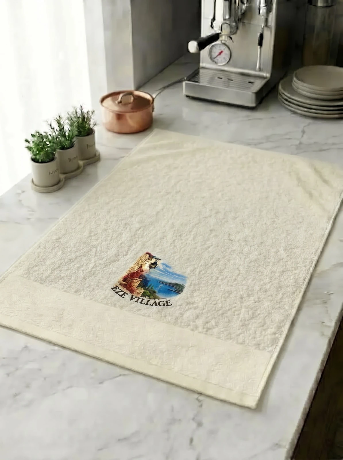 Èze Village Baskılı Bukle Misafir Havlusu