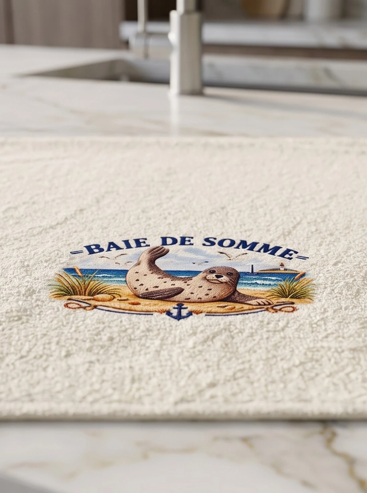 Serviette d’Invité Éponge Imprimée Baie de Somme