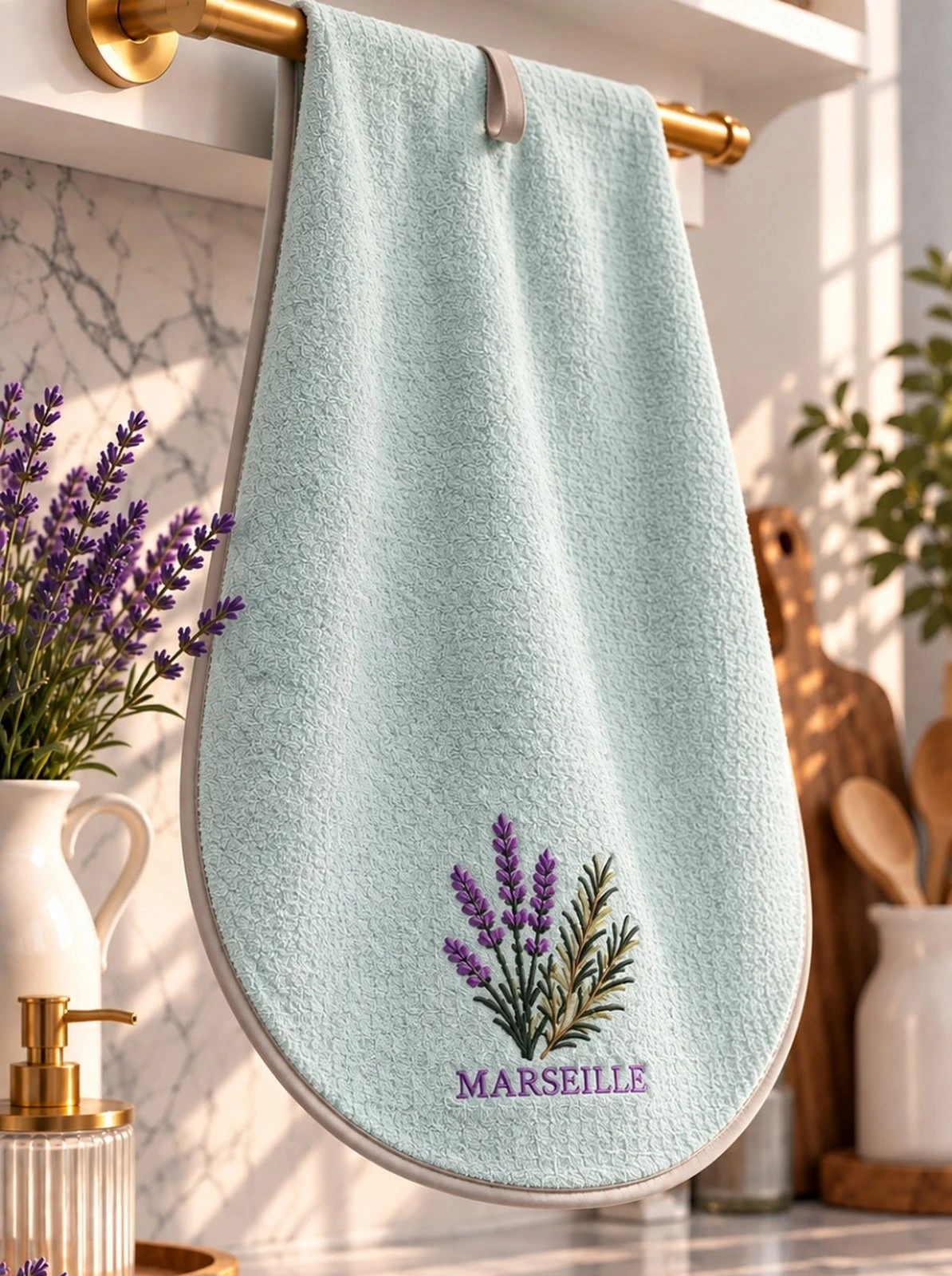 Serviette Ronde Brodée à Suspendre Marseille