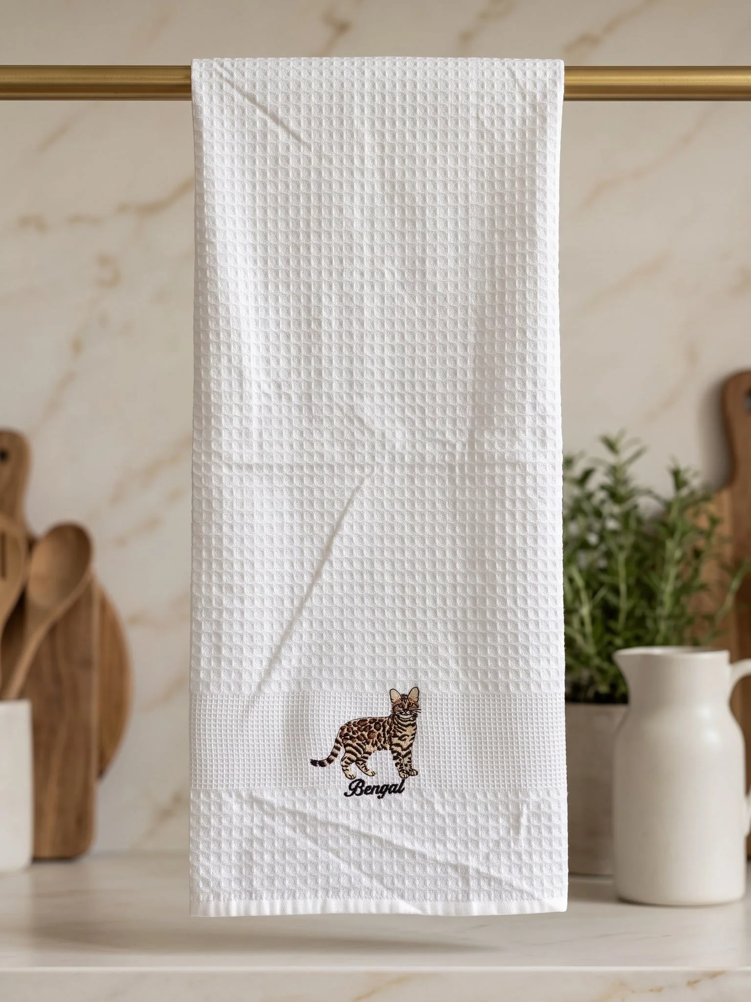 Bengal Embroidered Waffle Tea Towel