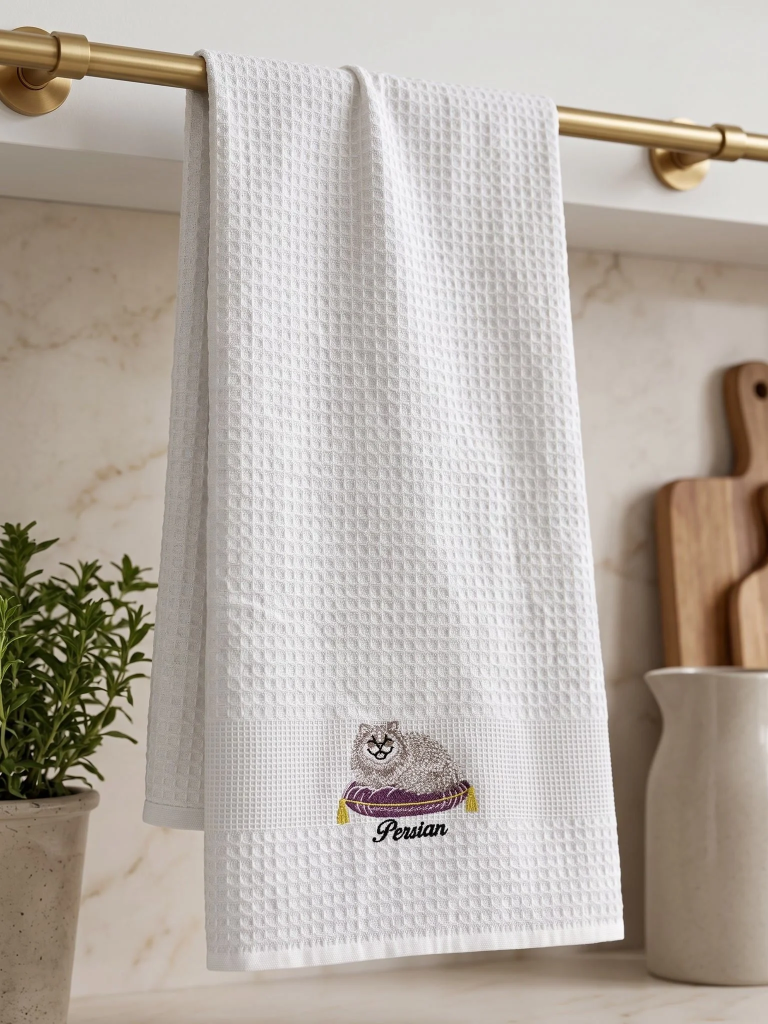 Persian Embroidered Waffle Tea Towel