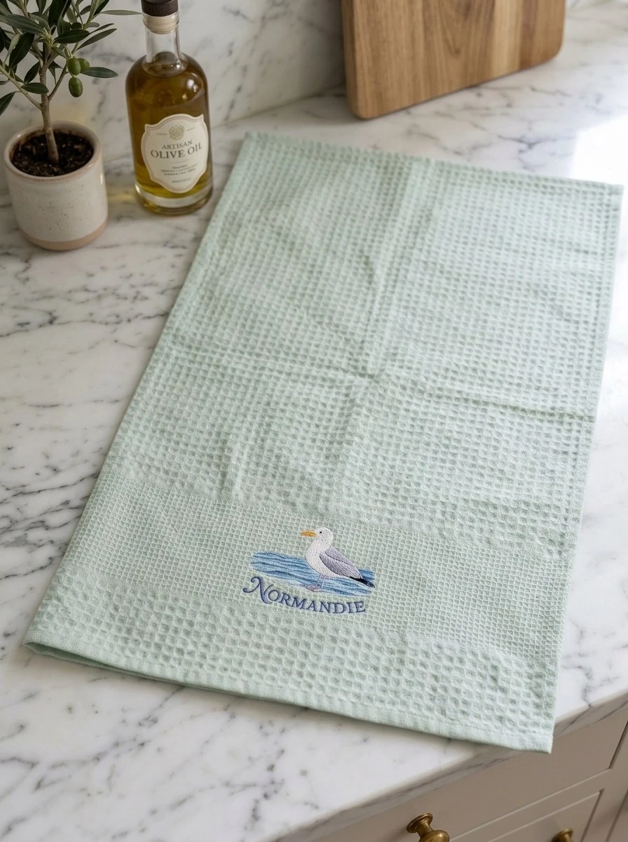 Normandie Printed Waffle Tea Towel