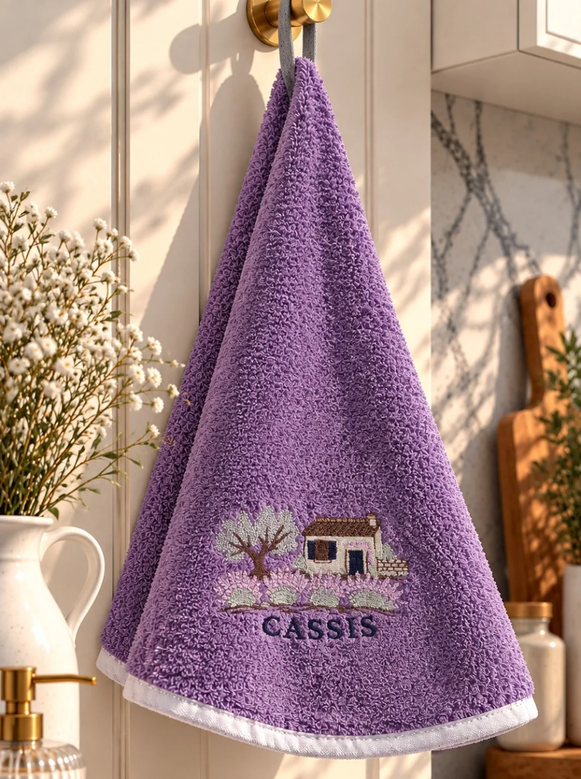 Cassis Rundes Hängetuch, bestickt